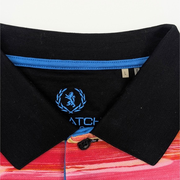 Bugatchi‎ Uomo Polo Shirt Mens Large Multicolor Abstract Paint Print Striped - Picture 4 of 10